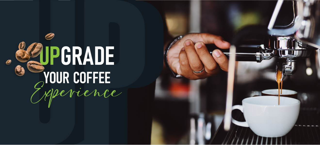 upgrade your coffee experience εικόνα και κείμενο